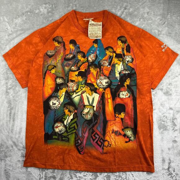 The Mountain Other - NWT Vintage 2000 The Mountain Amado Pena Native American Orange Dye T-Shirt
